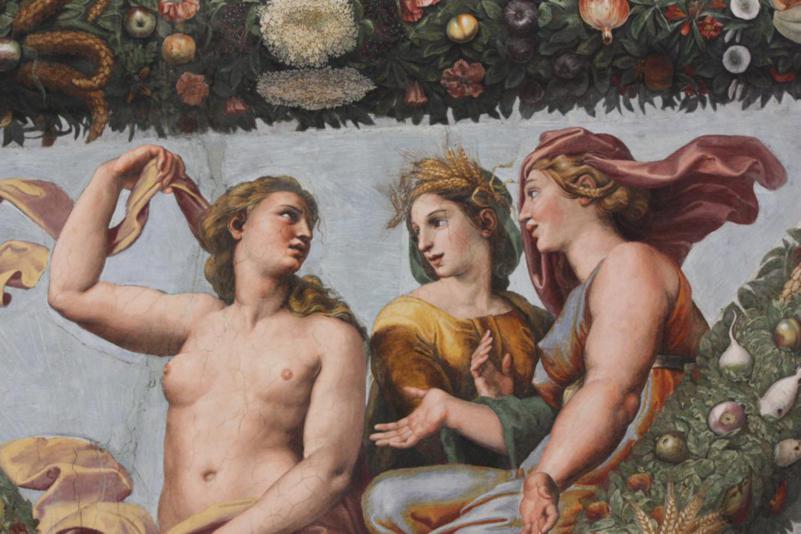 Visita guidata della Villa della Farnesina, con i suoi meravigliosi affreschi di Raffaello, Baldassarre Peruzzi, il Sodoma e Sebastiano del Piombo.